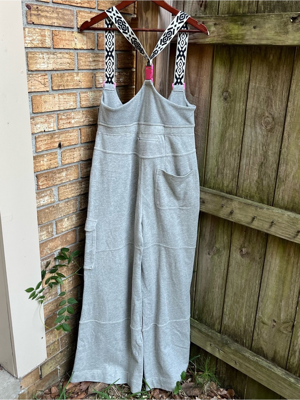 FP Movement by Free People Twin Tipped Slopette Overalls Heather Gray Wide Leg - Picture 4 of 5